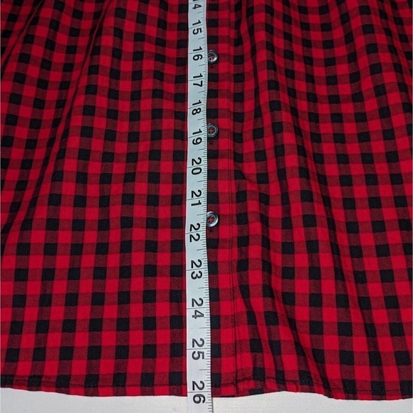Talbots Buffalo Check Shirt X Ruffle Mock Neck Long Sleeve Button Up Plaid Tunic - Picture 7 of 8
